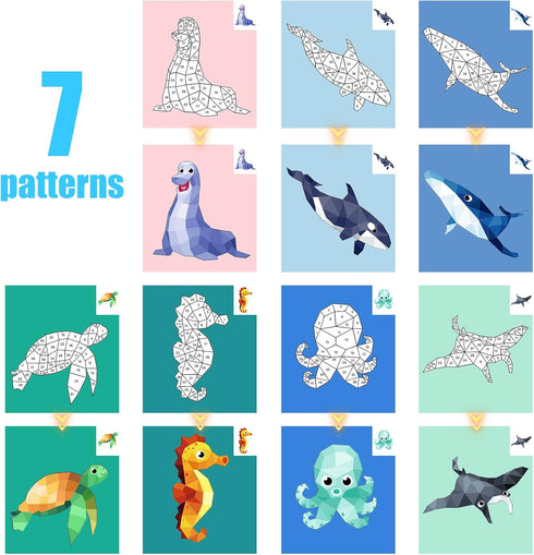 Ocean Sticker Book Crafts for Kids Ages 4-8 Sticker Paint Number Books, Stickers for Kids Girls Boys Birthday Easter Day Party Favor Gift Car Road...