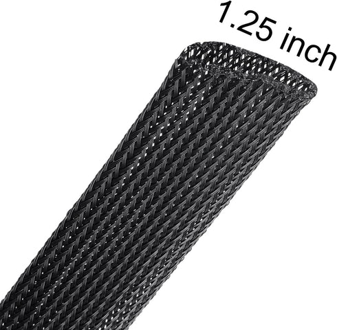 uxcell 25 Ft - 1.25 Inch Expandable Braided Cable Sleeve, PET Cable Management Wire Sleeving Cord Protector, Wire Wrap Loom Tube for TV Computer A...