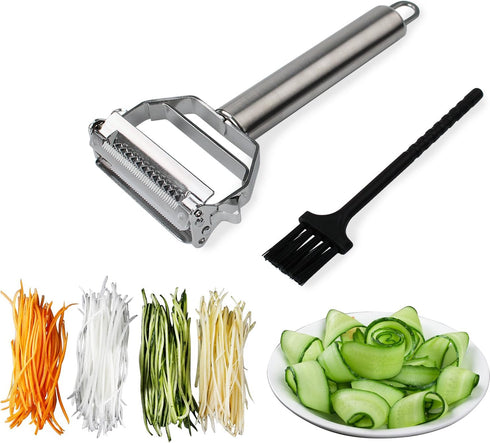 Sunkuka Julienne Peeler Stainless Steel Cutter Slicer with Cleaning Brush Pro for Carrot Potato Melon Gadget Vegetable Fruit...