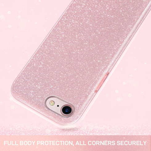MILPROX Glitter case Compatible with iPhone SE 2022, iPhone 7/8 4.7", Shiny Sparkle Bling, 3 Layer Hybrid Protective Soft Phone Case for iPhone SE...