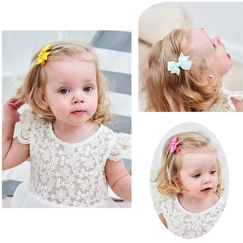 Baby Hair Clips 60PCS - 2" Fully Lined Tiny Hair Bows Alligator Clips for Infants and Toddlers in Pairs...