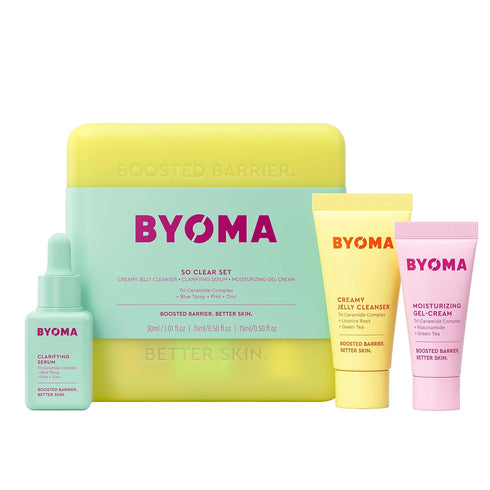 BYOMA So Clear Set - Barrier Repair Skincare Set for Acne Prone Skin - Creamy Jelly Cleanser, Clarifying Face Serum & & Gel-Cream Moisturizer - Un...