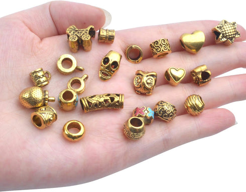 Tibetan Loose Spacer Beads, Mixed 92 Pieces Tibetan Antique Gold Spacer Loose Beads Fit European Charm Bracelet Necklet Jewelry Making...