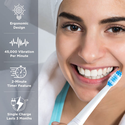 Pop Sonic USB Charge Anywhere Toothbrush(Silver) | Rechargeable Toothbrush w/Up to 40,000 Brush Strokes/Minute-Long-Lasting DuPont Nylon Bristles ...