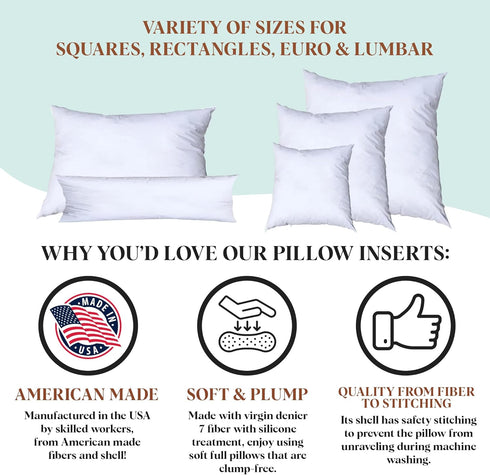 Pillowflex Premium Polyester Throw Pillow Insert - 12x18- Ultra Soft Large Rectangle Throw Pillow, Couch Sham, Lumbar, Back, Sofa - Machine Washab...
