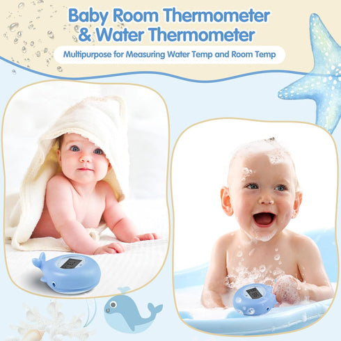 Baby Bath Thermometer, Whale Bath Thermometer Baby Safety, BPA-Free Bath Tub Thermometer, Temp Warning Water Thermometer & Room Thermometer, Bath ...