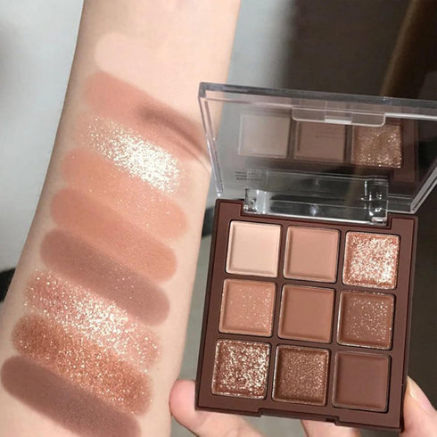 Erinde 9 Colors Eyeshadow Palette, Matte Shimmer Glitter Eye Shadow Palette Makeup, Highly Pigmented Long Lasting Waterproof, Natural Neutral Nude...