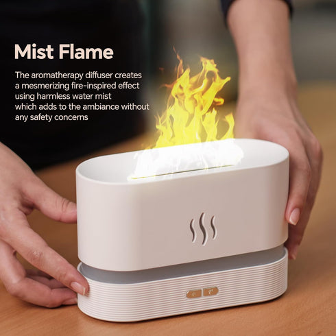 Flame Humidifiers for Home, 180ml Aromatherapy Diffuser, 7 Colors of Flame Light and Auto-Off Function, 2 Brightness Modes Small Humidifier, Suita...