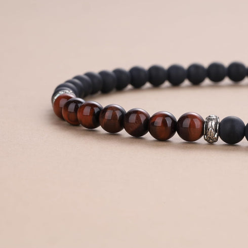 COAI Tibetan 108 Mala Beads Red Tiger Eye Matte Onyx Stone Wrap Bracelet Necklace...