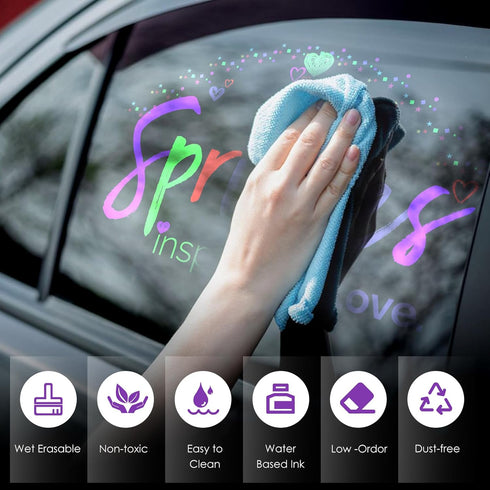 Window Chalk Markers for Cars Glass Washable, 8 Pack 10mm Jumbo Liquid Chalk Marker Pens Chalkboard Markers,Window Paint Washable Markers for Car ...