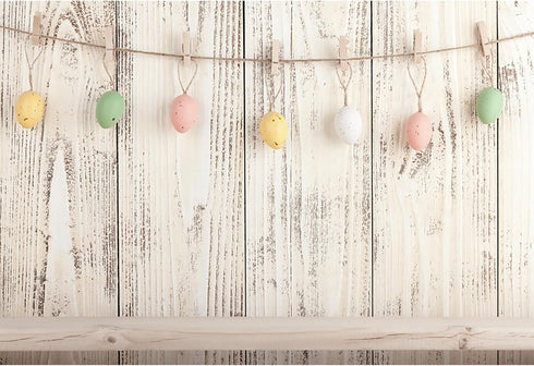 Baocicco 5x3ft Happy Easter Backdrops for Photography Colorful Easter Eggs Backdrop White Rustic Wood Board Backdrop Children Adults Photo Shootin...