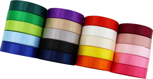 5/8 Inch Wide Solid Color Double Sided Polyester Satin Ribbon 20 Colors X 2 Yard Each Total 40 Yds Per Package...