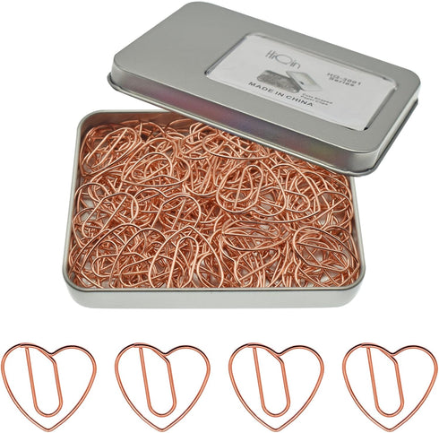 Heart Paper Clips Rose Gold Paper Clips Cute (100 Pcs, Rose Gold)...