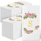 200 Gold Floral Monogrammed Disposable Napkins - Initial Letter S Paper Guest Hand Towels, Flower Monogram Dinner Napkins for Bathroom Wedding Bir...