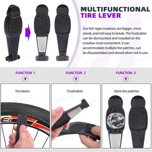 Swpeet 21Pcs Bike Repair Tool Kit Set, Bicycle Multi-Tool Kit, Portable Patch Repair Kit, Includes Tire Lever, Ratchet Wrench, Bone Wrench, Magnet...