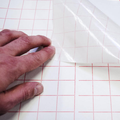 Craftopia vinyl transfer paper tape roll 12 inch x 8 feet clear, red alignment grid application tape for cricut cameo silhouette self adhesive ora...