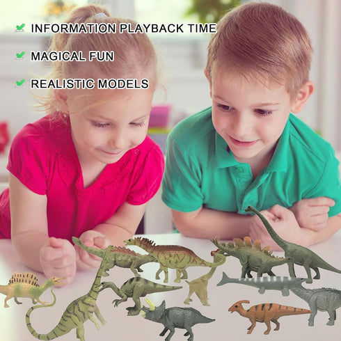 Mini Jurassic Dinosaur Figures Set 12 Pcs Plastic Rubbery Educational Action Playset for Children Science Play Best for Birthday Party Favors (Jur...