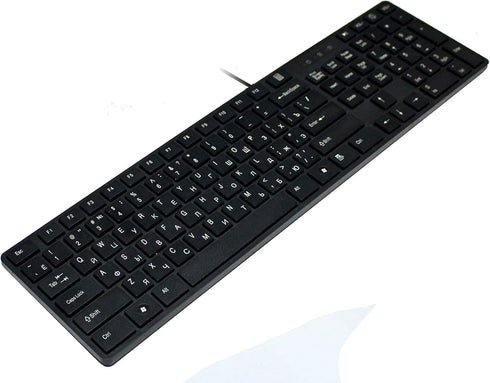 USB Keyboard with Russian English (Cyrillic) Letters/Characters- Full Size Slim Desktop Design...