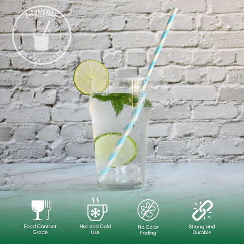 Aqua Paper Straws 10 Inch Extra Long - for Tall Drinks, Baby Shower, Parties, Cocktails - 100 Counts...