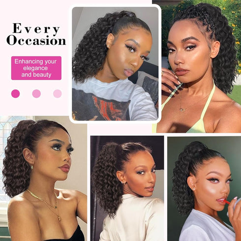 AISI BEAUTY Curly Ponytail Extension Drawstring Ponytail for Black Women 14 Inch Fake Ponytail Synthetic Clip in Pony Tails Hair Extensions...
