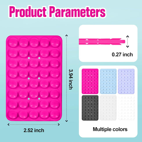 Suction Cup Phone Case Mount Double-Sided,Silicon Sticky Phone Stand for iPhone and Android, Hands-Free Strong Grip Holder for Selfies and Videos ...