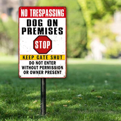 Beware Of Dog Signs For Fence No Trespassing Dog On Premises Sign For Garden?2 Pack ) Dogs Warning Signs For Property Funny Metal Tin Signs Beware...