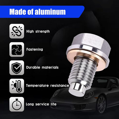 UGSHY Pack-1 M12x1.25 Aluminum Engine Oil Drain Plug with 5 PCS Gaskets, Oil Sump Heavy Duty Drain Plug, Fits for Leak-Proof Replacement of Qashqa...