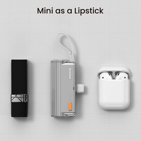 Flow Mini Portable Charger, 5000mAh Small Power Bank with Changeable Plugs and Built in Cable, Dual Output USB-C External Battery Compatible with ...