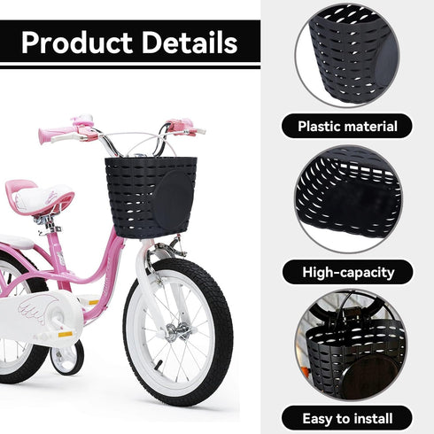 Bike Basket Front Kids, Bike Basket Bike Basket Front Scooter Basket Basket for Toddler Bike Bike Accessories for Kids Plastic Baskets Black...