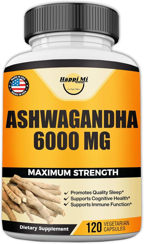 Ashwagandha Root Extract 6000mg per Serving, with Black Pepper for Better Absorption, Energy, Cognitive Function, Immune Support & Overall Wellnes...