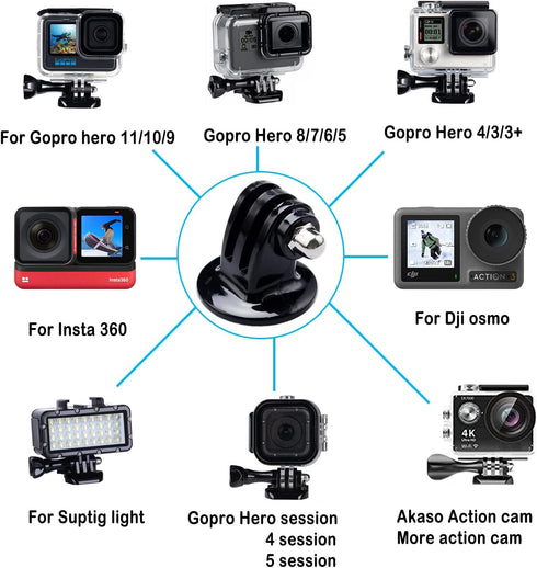 Suptig Tripod Mount Adapter for Gopro Hero 12, 11, 10, 9, 8, 7, 6, 5, 4, 3, 3+, Hero Session, Gopro Max, Akaso, DJI osmo Action Cameras...