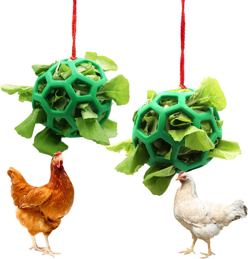 2pcs Chicken Vegetable Feeder Ball Hanging Feeding Toy, Poultry Fruit Holder Chicken Cabbage Feeder Treat Feeding Tool for Hens Chicken Coop Goose...