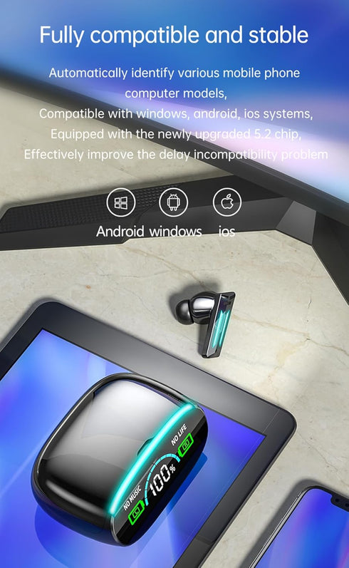 True Wireless Earbuds, 2024 Bluetooth Headphones 5.3 Earbuds, Waterproof Touch Control Ear Buds in-Ear Built-in Mic, with LED Power Display, IP7 W...