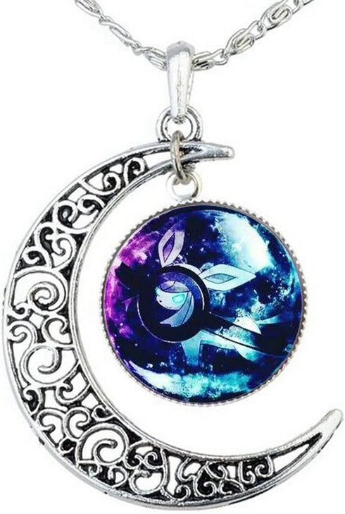 Crescent Necklace Anime Go Monster Glass Dome and New Moon Necklace (Style 3)...