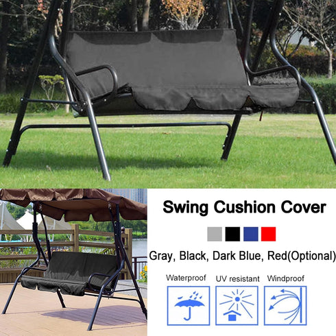 Swing Seat Cushion Cover, 59.1X19.7X3.9in Outdoor Waterproof 3 Seats Swing Chair Hammock Seat Cover for Garden Courtyard 3 Seats Swing (Black)...