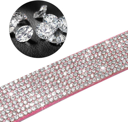 Rhinestone Dog Collar, Cute Dazzling Sparkling Soft Suede Leather Dog Cat Rhinestone Collar Crystal Diamond Pet Dog Puppy Collar...