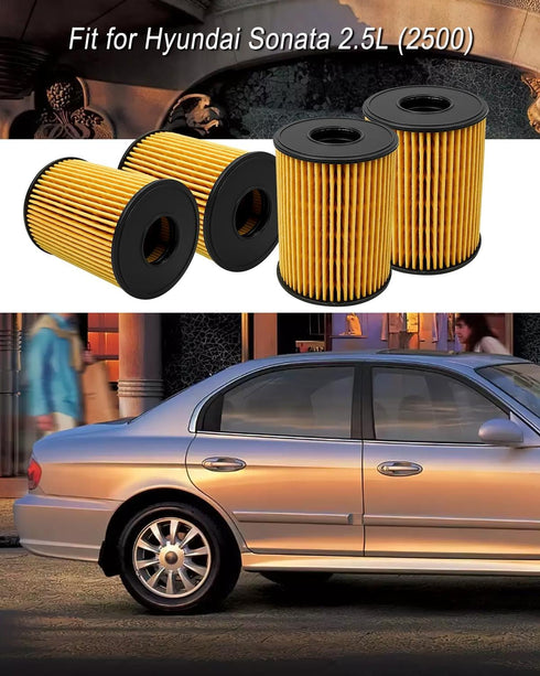 4 Pack Oil Filters Replace 26350-2S000 21513-23001 Fit for Hyundai Sonata Tucson Kia K5 Sorento Telluride 2.5L 2020 2021 2022...