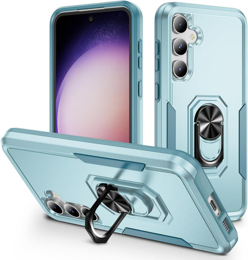 SunRemex for Samsung Galaxy S23 FE Case with HD Screen Protector,Samsung S23 FE Phone Case Built in Rotatable Metal Ring Holder Kickstand for Sams...