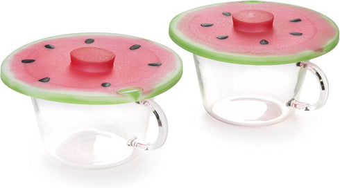 Charles Viancin - Set of 2 Watermelon 4” Silicone Drink Covers - Airtight Seal on Any Smooth-Rimmed Glass, Keep Drinks Cool or Hot - BPA-Free - Ov...