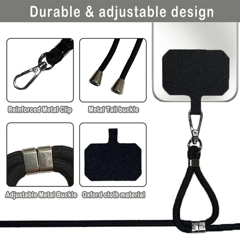 Phone Lanyard Cell Phone Neck Strap Crossbody with 3 Phone Tether Tabs Phone Patches, 2x Adjustable Thick Rope Lanyards Phone Holder Cell Phone La...