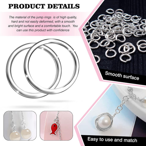 TOAOB 100pcs 925 Sterling Silver Jump Rings 5mm Silver Open Jump Rings Connectors jewelry jump rings for DIY Earrings Necklace Bracelet Making Rep...