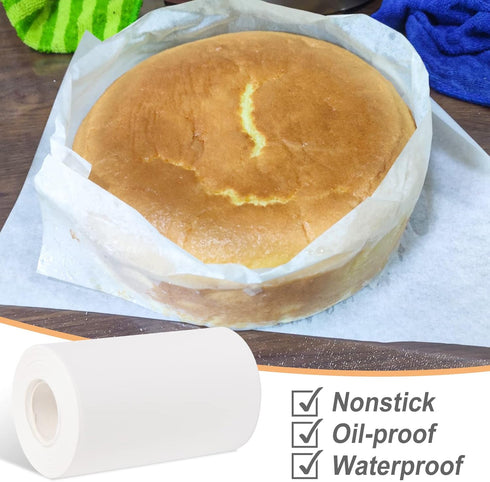 Cake Pan Side Liner Roll - 4 in x 164 ft Parchment Paper Strips for Baking, White Precut Circles...