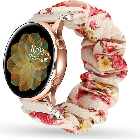 Miimall 20mm Scrunchie Band for Samsung Galaxy Watch FE 40mm, Lightweight Breathable Elastic Strap for Galaxy Watch 7/6/5/4 40mm 44mm, Classy Gala...