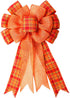 Orange Buffalo Plaid Burlap Bow for Thanksgiving, Fall, Christmas - Large Wreath, Tree Topper, Indoor/Outdoor Decoration...