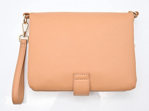 Diaper Clutch Bag/Tan Vegan Leather/ 9in x 7in x 1in/ Minimalist Travel Diaper Bag/Mini Diaper Bag/Wipe Dispenser Pouch/Secure Inner Zipper Pouch...