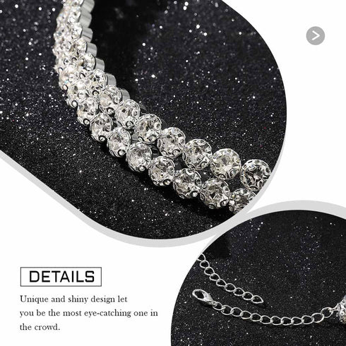 Rhinestone Choker Necklace Silver Chokers Crystal Layered Necklaces Sparkly Prom Party Collar Neck Jewelry for Women...