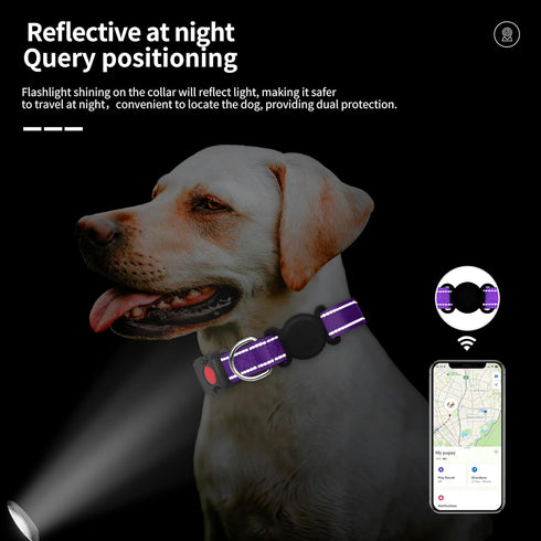 Dog Collar for Medium Large Breed Dogs with 360° Water Proof Airtag Holder, Padded Soft Reflective Nylon Pet Collar for Puppy Small Girl Boy Dogs,...