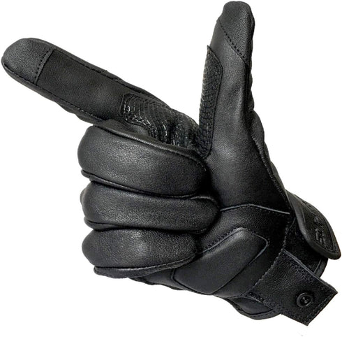 Updated Full Finger Leather Motorcycle Gloves Phone Touch Goat Skin Black Motorbike Riding Gloves (Updated,Non-Perforated, L)...
