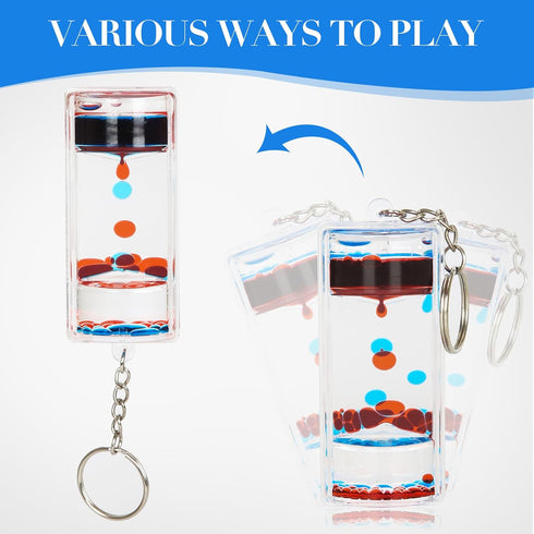 Dynamic Liquid Timers Key Chain Set, Colorful Motion Bubbler Timekeeper Key Chain, Liquid Hourglass Keychains...