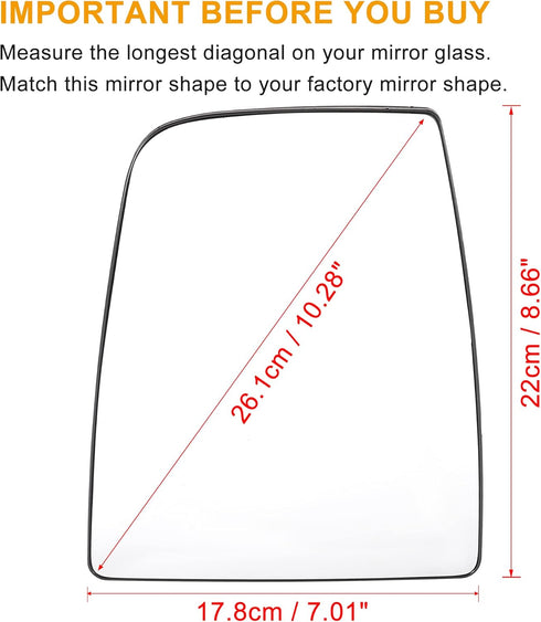X AUTOHAUX Car Rearview Upper Driver Left Side Non-Heated Mirror Glass Replacement with Plate for Ford Transit 150 250 350 2015-Onward...